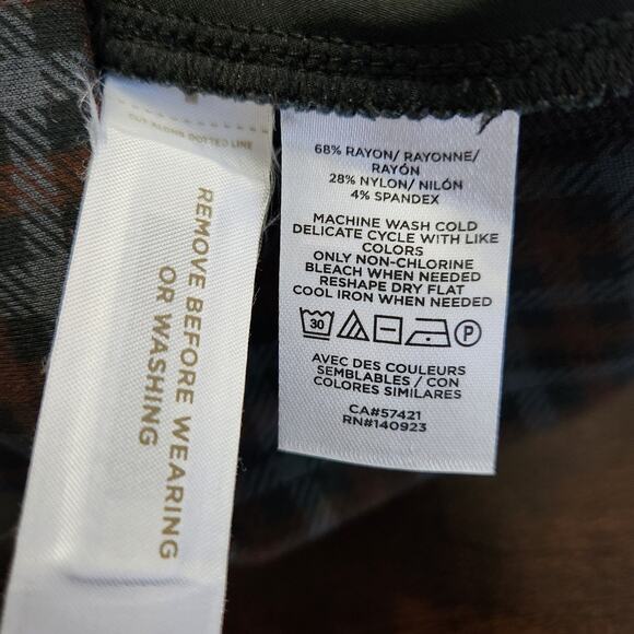 NWT Loft Pull On Straight Pants Plaid Ponte Size Large - Picture 4 of 5